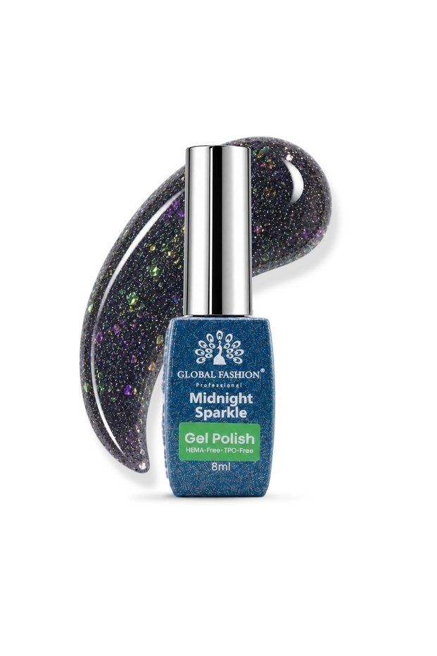 Midnight Sparkle Gel Polish 8ml UV LED, HEMA TPO Free