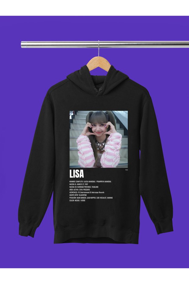 Lisa from Blackpink K-Pop Printed 3-Yarn Quality Soft Texture Hooded Children's Sweatshirt