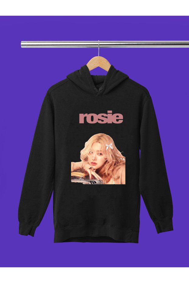 Rose from Blackpink K-Pop Printed 3-Yarn Quality Soft Texture Hooded Children's Sweatshirt