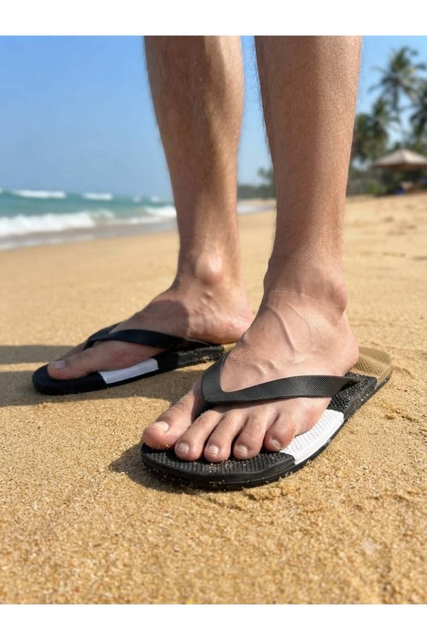 Men's Basic Comfortable Basic Black Flip Flops Beach Slippers Flipflops