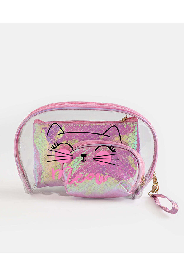 Women Pink Cosmetic Bag Set (3 Piece)
