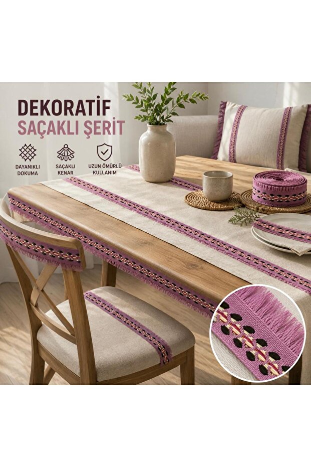Dusty Rose Table Chair Seating Group Fringed Strip 5 Meters