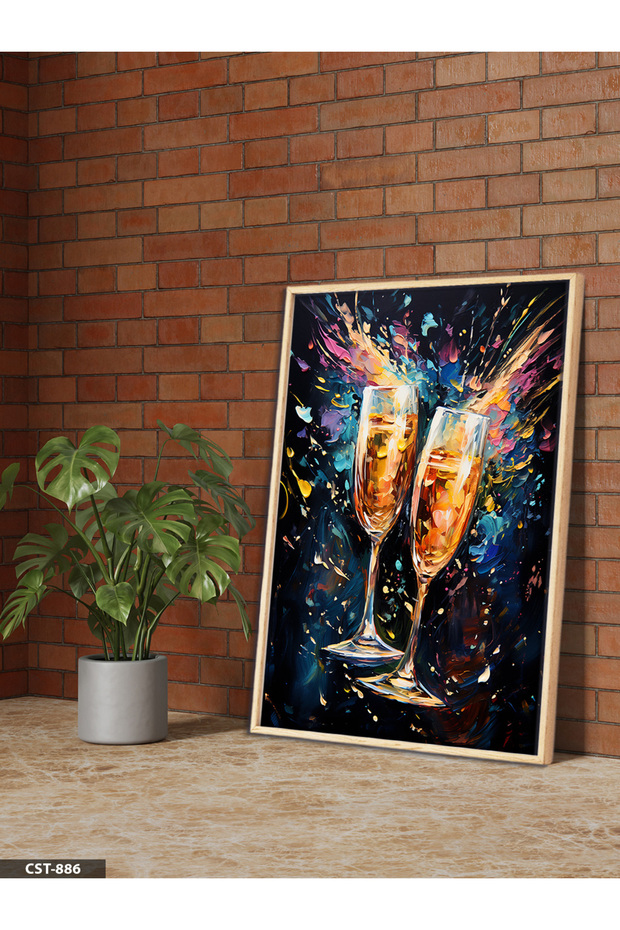 Colorful Goblets One Piece Wooden Framed Painting