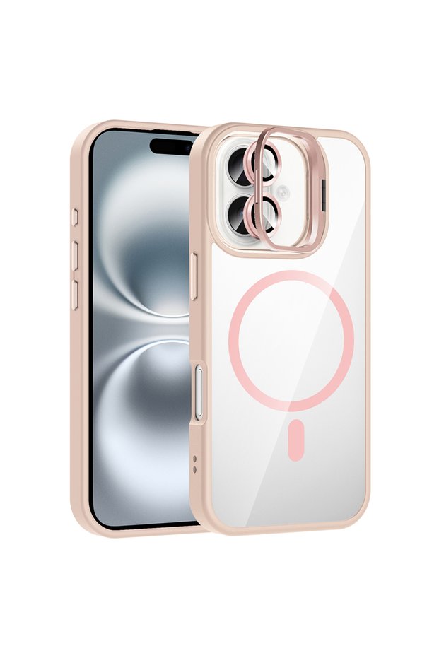 iPhone 16 Plus Case with Camera Stand, Magsafe Compatible, Transparent Back, Silicone Cover