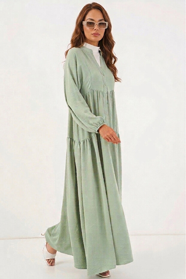 Women's Patterned Hijab Dress 1010 - E.Green