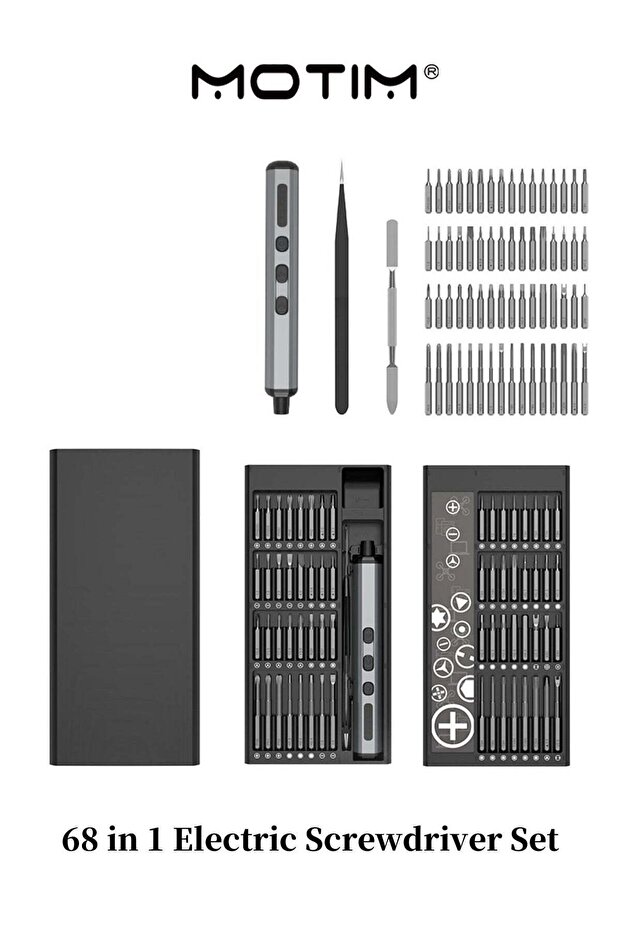 68 in 1 Electric Screwdriver Set Mini Electric Screwdriver Repair tool Kit with 64 Magnetic Multi-Bits Cordless Hand tools Kit for Mobile Phones Cameras Laptops Watches