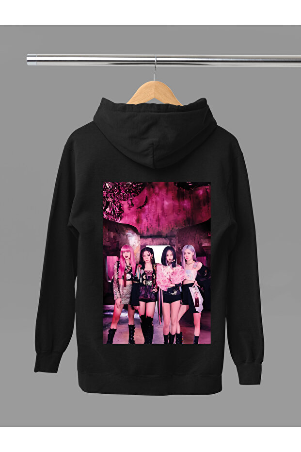 Blackpink K-Pop Band Printed Cotton Long Sleeved 3-Yarn Hooded Sweatshirt