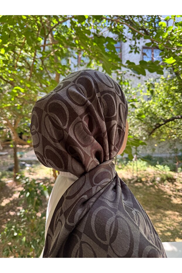 Hijab Cotton Soft Textured New Big Loop Pattern Jacquard Shawl Coffee