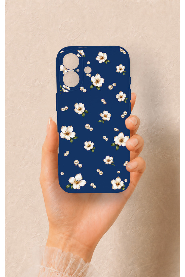 iPhone 17 Compatible Daisy Pearl Pattern Silicone Case