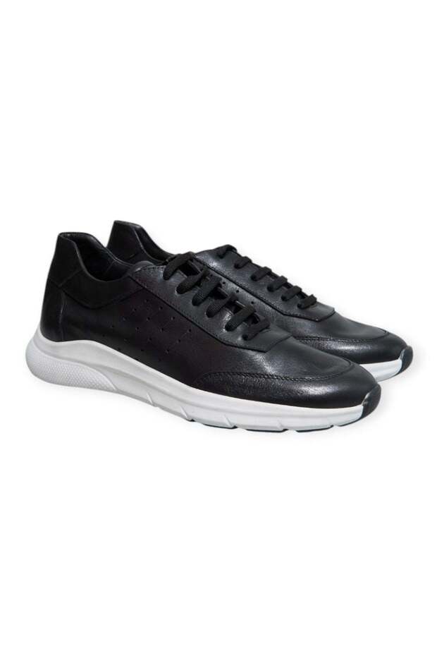 Black Color Lace-Up Genuine Leather Men's Shoes