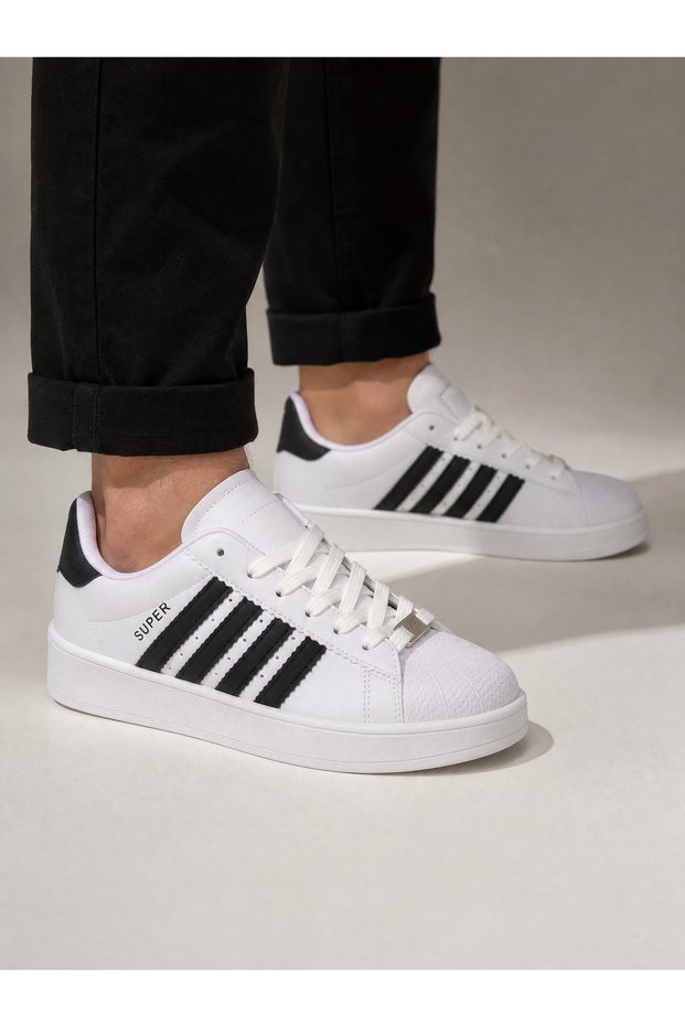 High Sole Daily Sneaker with Lace-Up Stripe Detail and Comfortable Sole Casual Sports Shoes