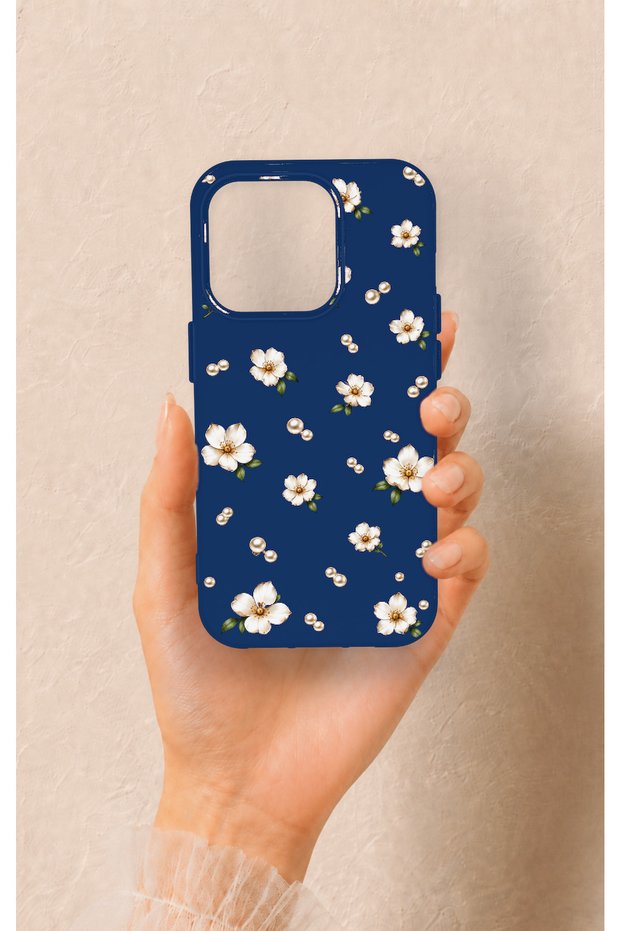 iPhone 15 Pro Compatible Daisy Pearl Pattern Silicone Case