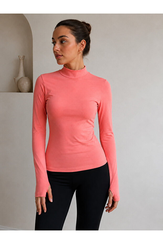 Women's Candy Pink Finger Detailed Bodysuit