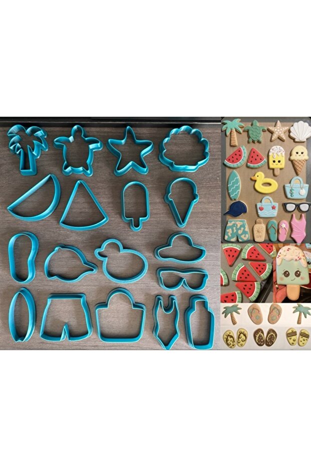 18-Piece Summer-Themed Special Design Cookie and Dough Mold Set