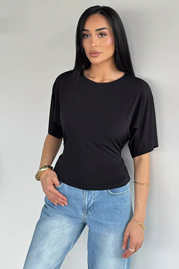 Gülseli Waist-Tied Short Sleeve Blouse