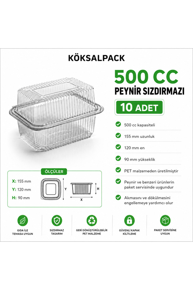 10 Pcs 500 Cc Cheese Leak-Proof Clear Pet Food Container with Lid Takeaway Storage Container