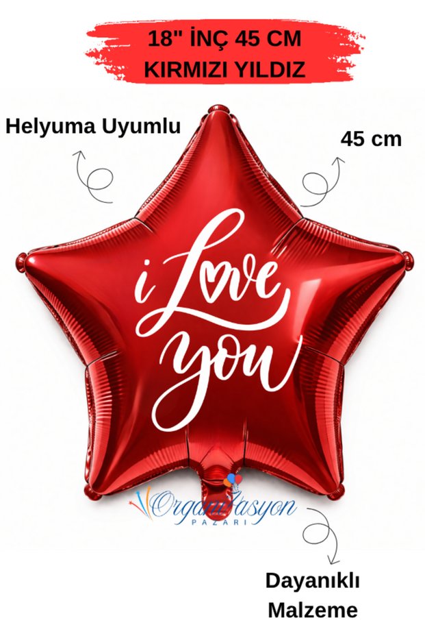 18 Inch 45 cm Foil Balloon | I Love You Printed | Valentine's Day Love Balloon Anniversary Marriage Proposal