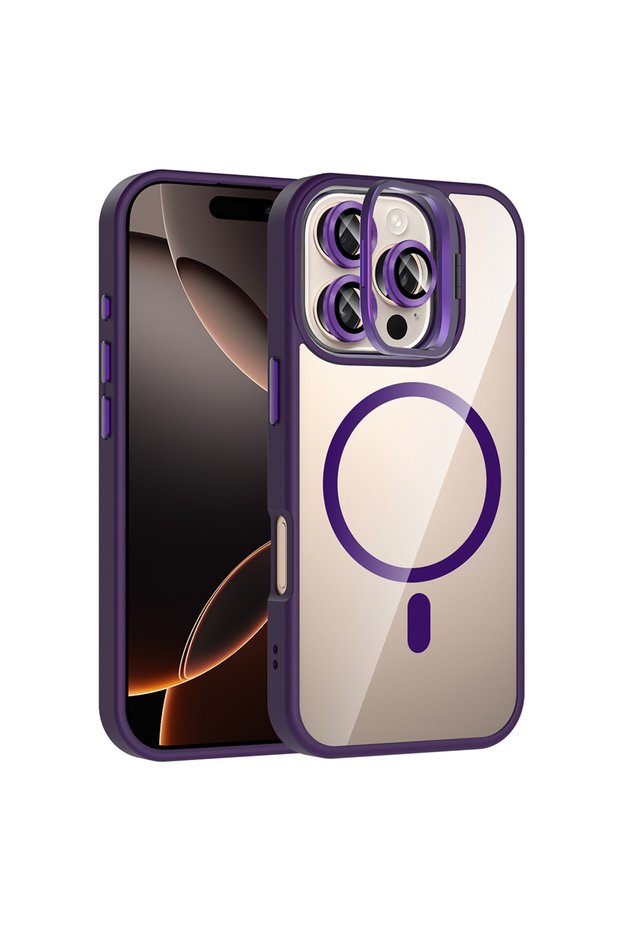 iPhone 16 Pro Max Case with Camera Stand, Magsafe Compatible, Transparent Back, Silicone Cover
