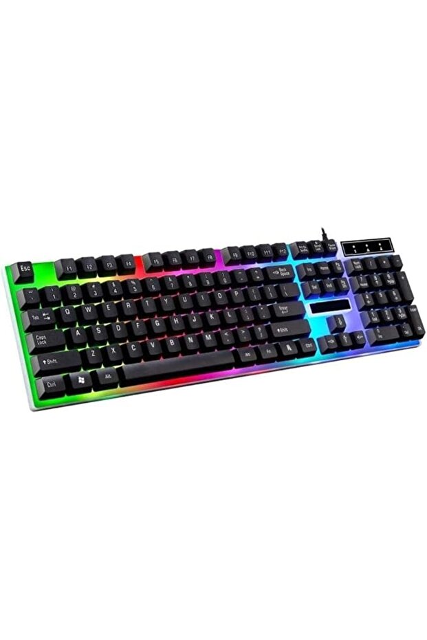 لوحة مفاتيح ألعاب RGB، حجم كامل، إضاءة خلفية LED قوس قزح، سلكية USB، G-3 (أسود)