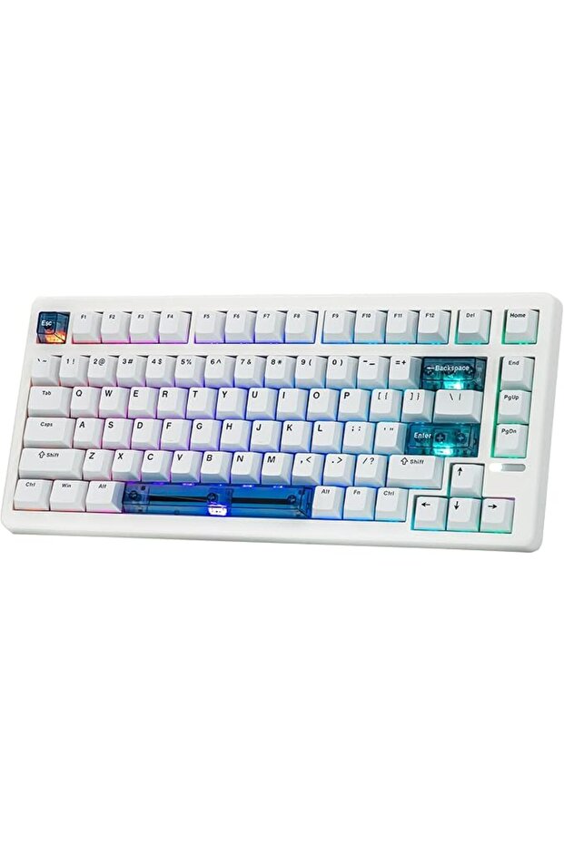 كيبورد إيبوميكر سلكي HE80 بإضاءة RGB و مفاتيح هول قابلة للبرمجة أبيض متوافق مع PC و ماك و بلايستيشن