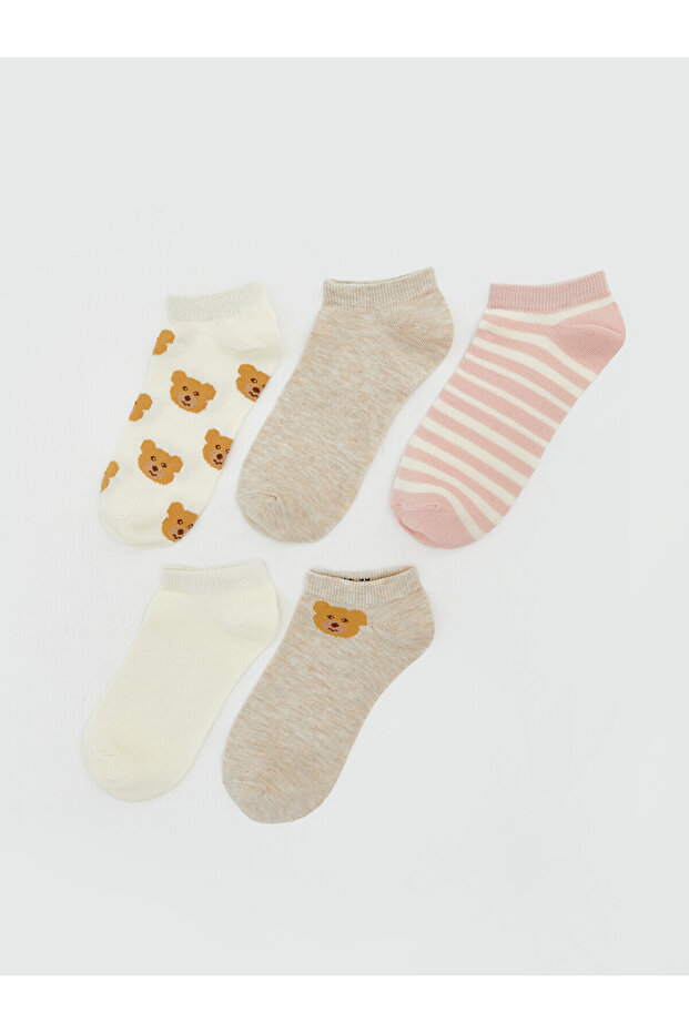 Alita City Lcw Dream Yellow Patterned 5-Piece Pack Women's Booties Socks with a Difference