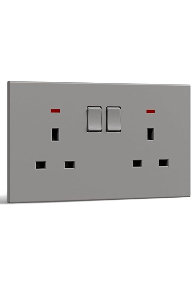 بي اس اي اي دي مقبس مزدوج، مقبس حائط كهربائي مزدوج التبديل UK مع مؤشر LED، منفذ لوحة الحائط للكمبيوت