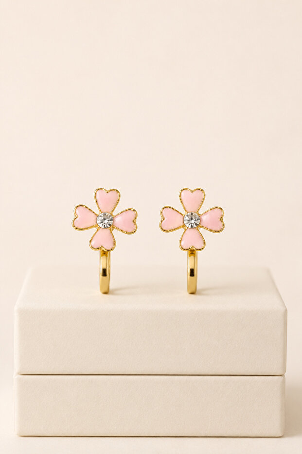 Clip-On Non-Pierced Children's Earrings Clover Design Hypoallergenic for Non-Pierced Ears Removable