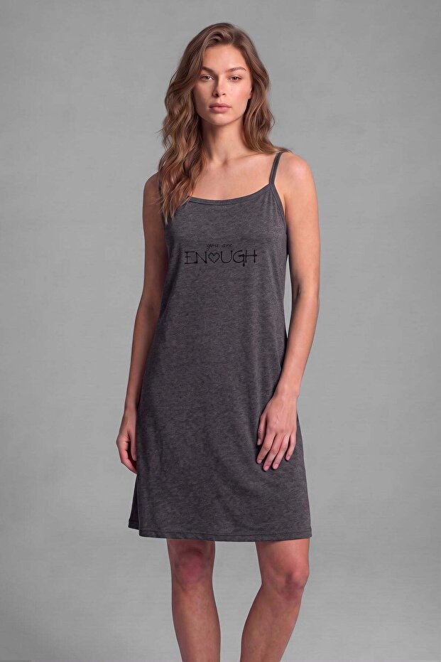 Vienetta Women's Cotton Blend Home-Beach Dress Anthracite