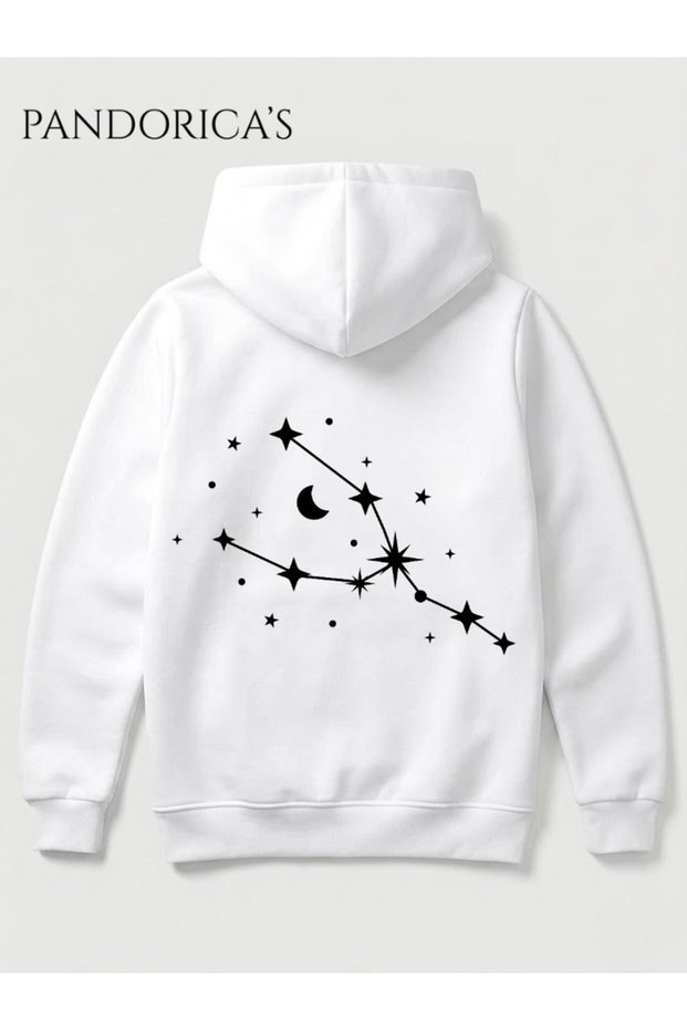 Taurus Zodiac Constellation Printed on Back and Chest Hooded Cotton Sweatshirt – Taurus (Hoodie)