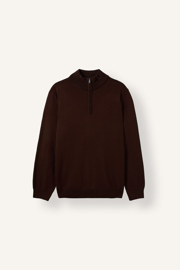 Standard Fit Half Zipper High Neck Knitwear Basic Sweater H7634Ax26Au