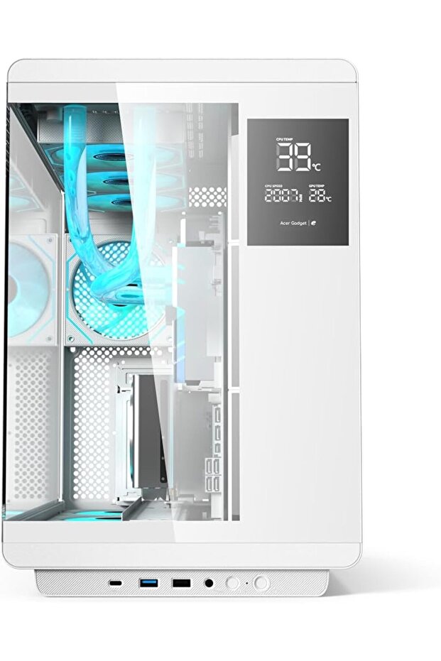 هيكل كمبيوتر U600 ATX للألعاب بالكامل مع لوحة جانبية من الزجاج المقوى، 7 مراوح بإضاءة RGB وجهاز تحكم