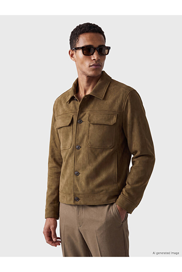 Lcw Vision Regular Fit Shirt Collar Men's Suede Jacket