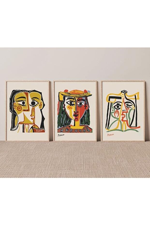 ALAYRA Coffee Reed Framed Wall Art Set of 3 60x80 cm