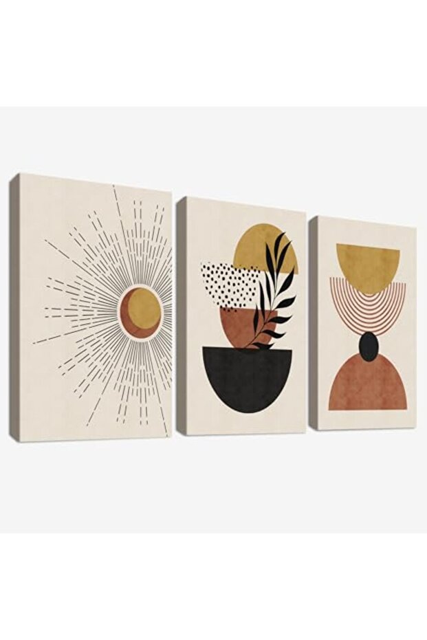 Signtouch Beige Orange Wrap Framed Canvas Wall Art Set of 3 30x40 cm