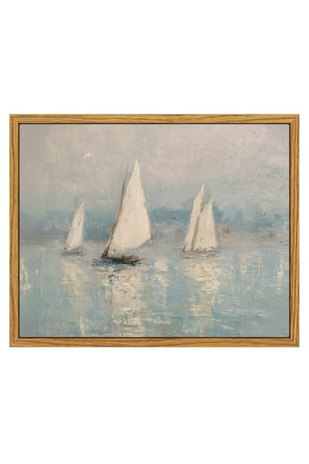 Signtouch Sailboats Impressionist Coastal Nature Wall Art Outer Frame 40x60 cm