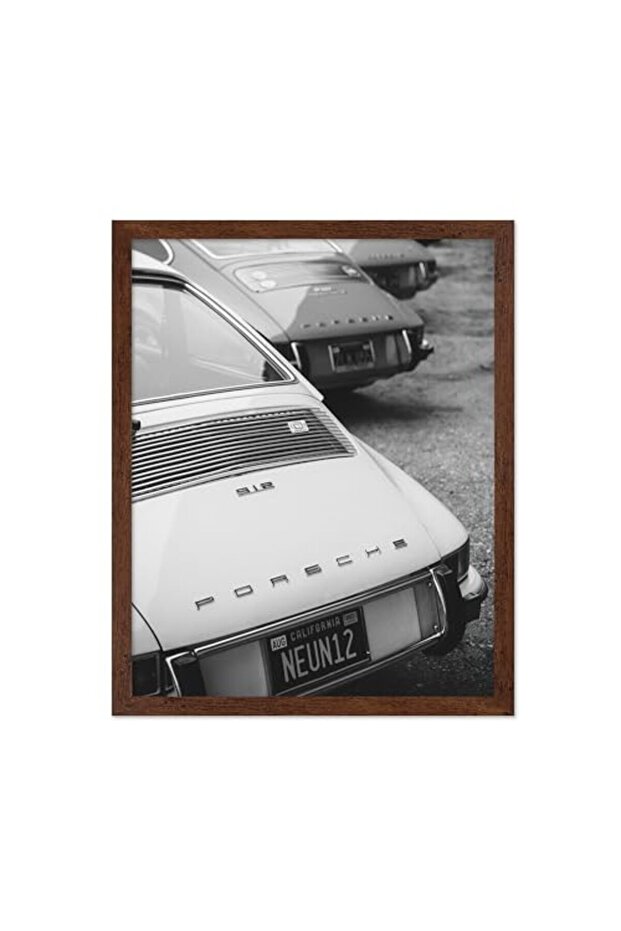 Signtouch Parked Cars Vintage Car Brown Canvas Wall Art Outer Frame 50x70 cm