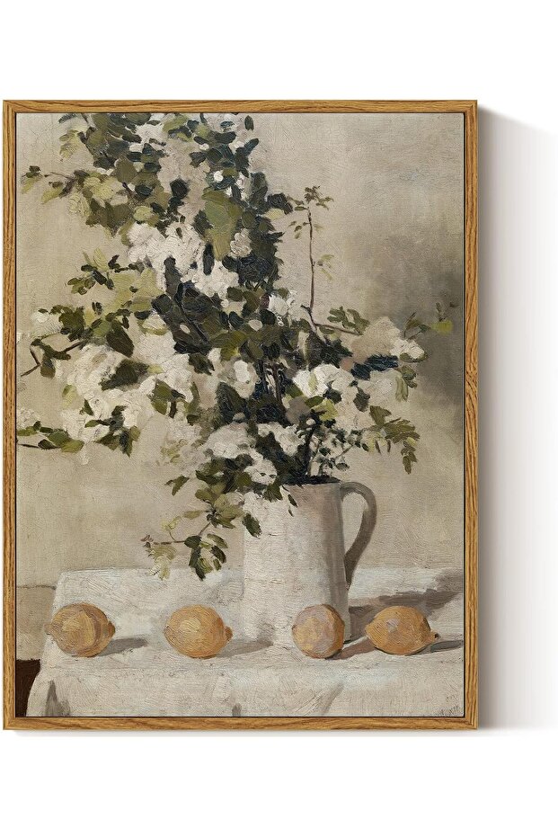 Signtouch Flowers Lemons Vintage Framed Canvas Wall Art 40x60 cm