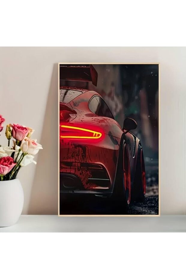 Signtouch Red Sports Car Canvas Wall Art Outer Frame 50x70 cm