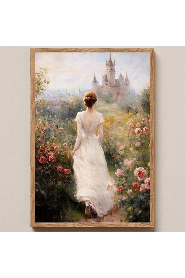 Signtouch White Rose Botanical French Inspired Wall Art Outer Frame 50x70 cm