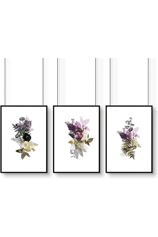 Signtouch Floral Wall Art Set of 3 Outer Frame 40x60 cm