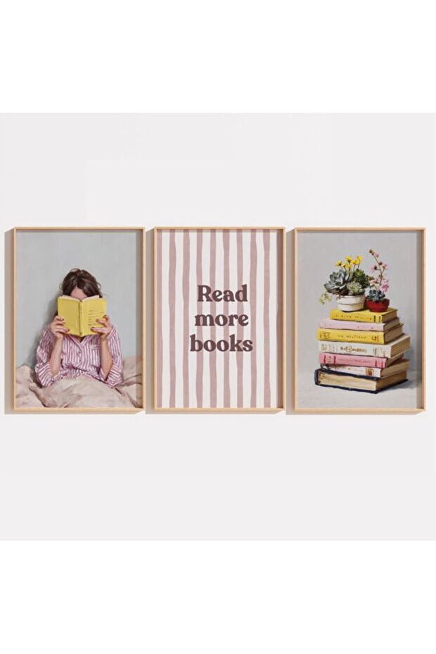 Signtouch Abstract Read More Book Framed Wall Art Set of 3 40x60 cm