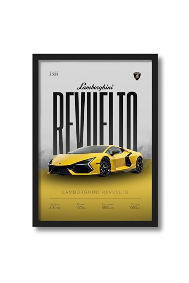 Signtouch Lamborghini Revuelto Supercar Canvas Wall Art Outer Frame 30x40 cm