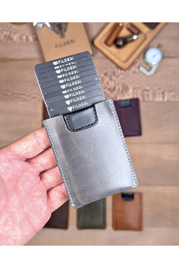 Pull-Out Card Holder Business Card Holder Genuine Leather 2155