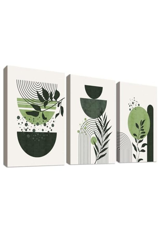 Signtouch Sage Green Boho Wrap Framed Canvas Wall Art Set of 3 40x60 cm