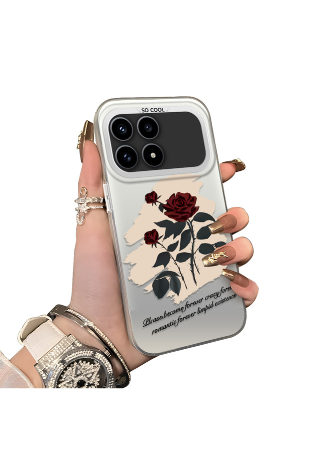 Redmi K90 5g Compatible Retro Red Rose Printed Impact-Resistant Hard Case