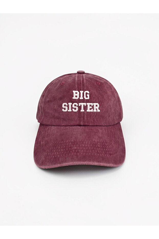 Burgundy Big Sister Washable Vintage Baseball Cap Hat