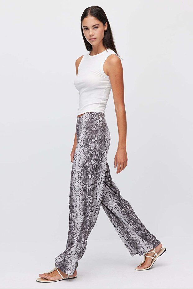 Women's Patterned Wide Leg Trousers