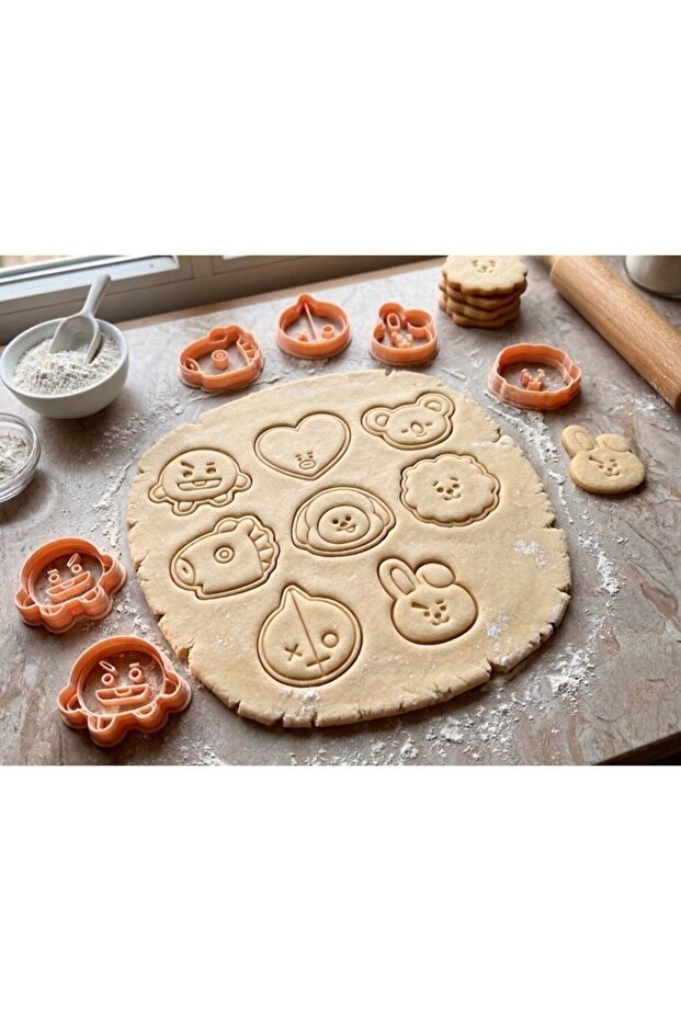 Bts Bt21 Character Figured Special Design Ceramic, Cookie and Dough Mold