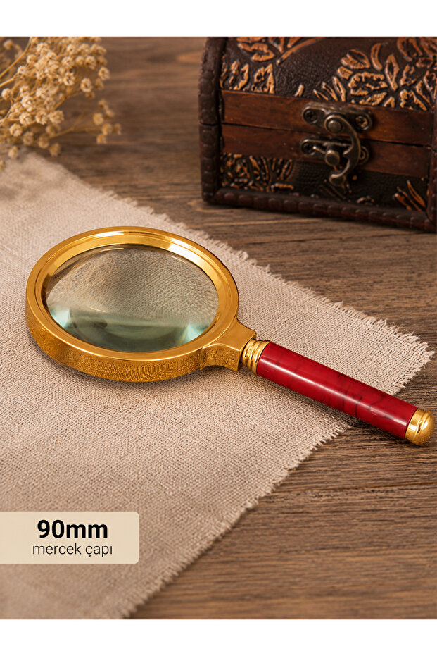 Mg-90 Gold Decorative Handheld Magnifying Glass 10X Magnification 90mm