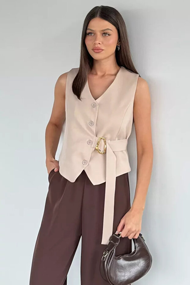 Women's Inner Lined Vest with Belt Accessory